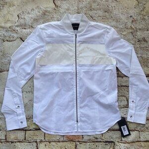$395 Diesel Black Gold Men’s Surting Zip Shirt In White Size IT-48 / US-S